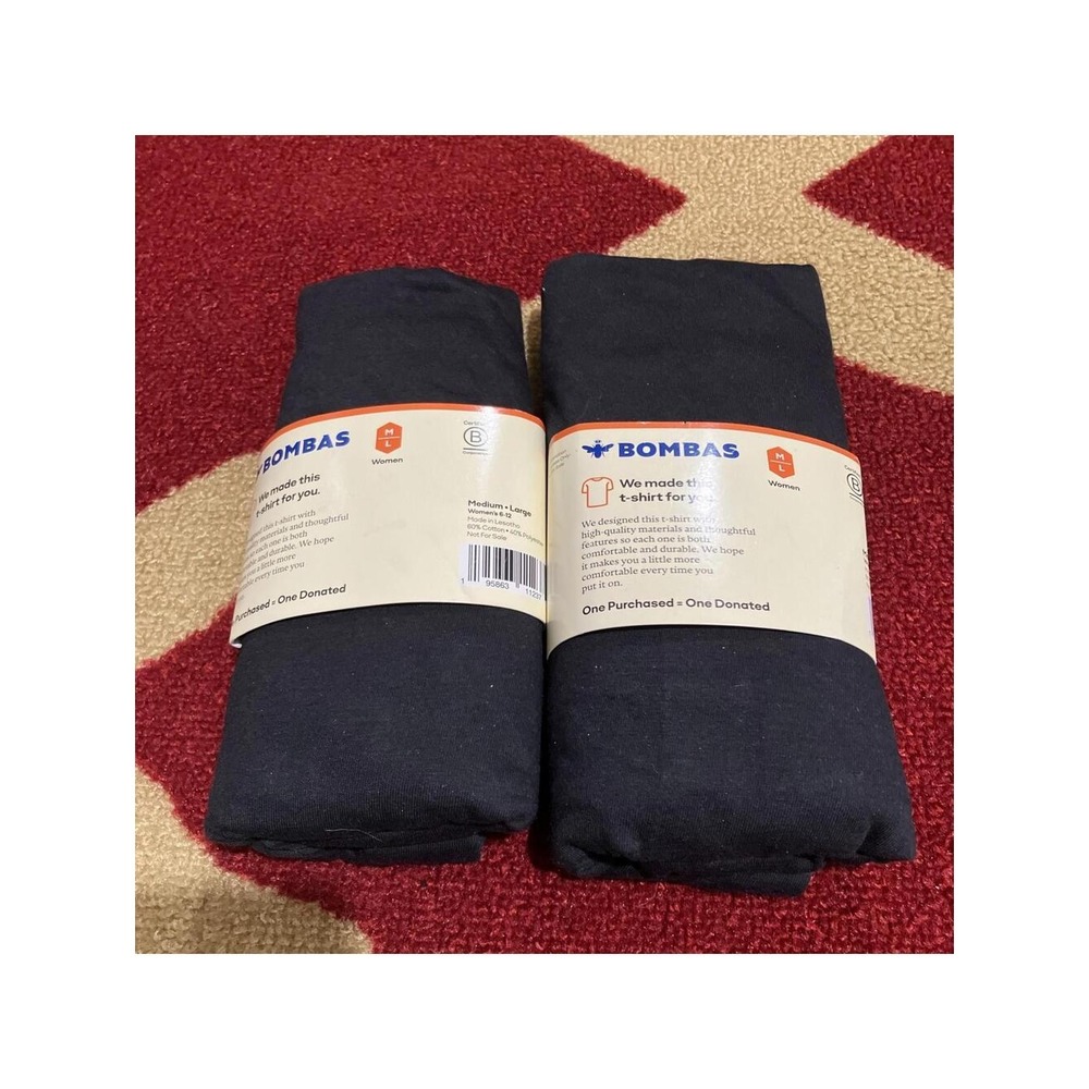 Bombas Women's-Black T-Shirts Size Medium/Large New 2 pack